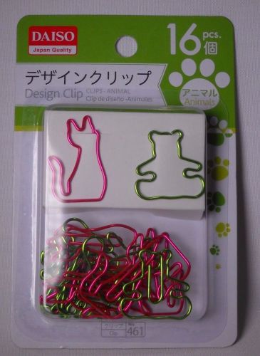 Design Clip, Animal, Pink Cat and Green Bear 16 pcs