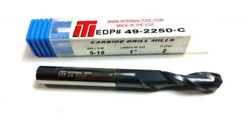 Internal Tool 5/16&#034; Solid Carbide 120 Degree TiALN 2 Flute Drill Mill (P 859)