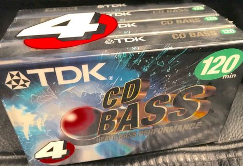 TDK CD Bass 120 Minute Blank Cassette Tapes BAS-120 NEW SEALED 4 Pack