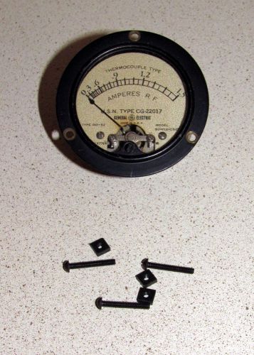 Vintage ge rf ammeter - 1.5 a full scale - thermocouple type - with mtg hardware for sale