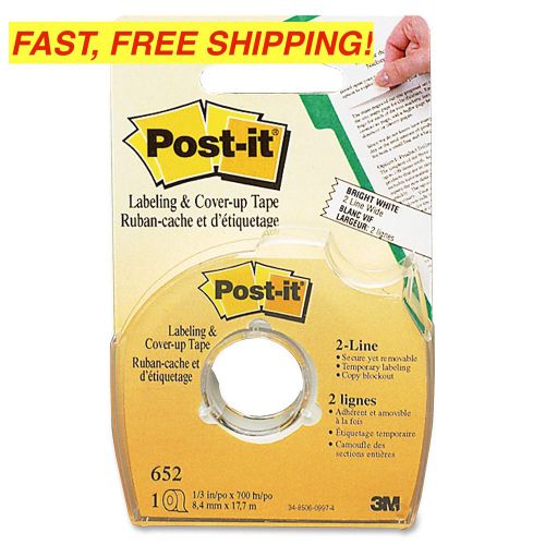 4 PACK! POST-IT Labeling &amp; Cover-Up TAPE, Non-Refillable, 1/3&#034; X 700&#034; ROLLS