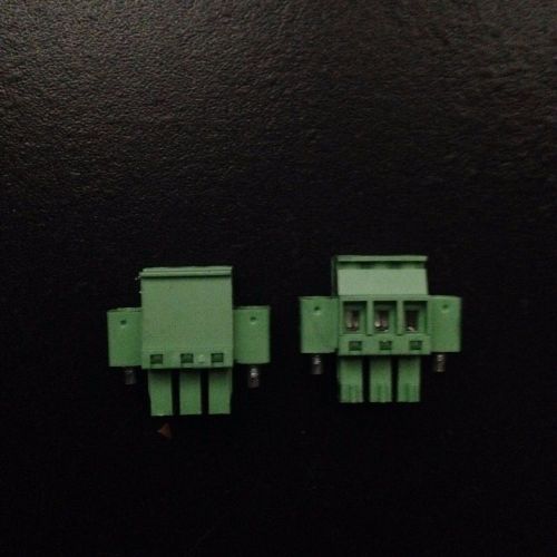 2pcs 5.08mm Angle 3 pin Screw Terminal Block Connector Pluggable Type Green