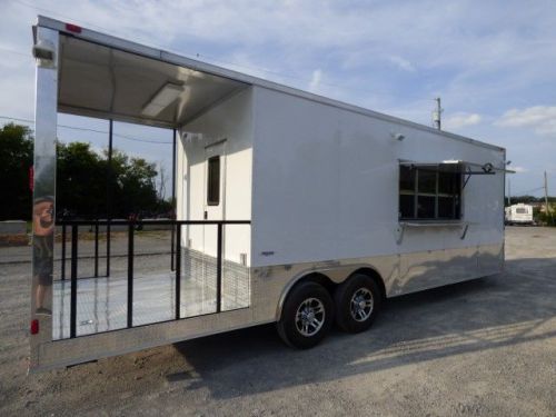 Concession trailer 8.5&#039; x 26&#039; white catering event trailer for sale