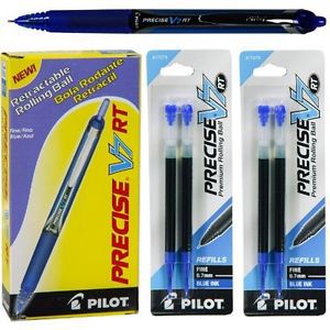Pilot Precise V7 Rt Retractable, Blue Ink, 0.7mm Fine Point, 12 Pens with 2