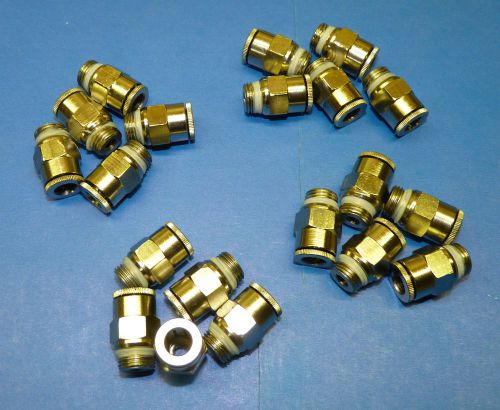 LOT of 20- 1/4&#034; Tube x 3/8&#034; Male NPT Nickel Plated Brass Push-to-Connect Fitting