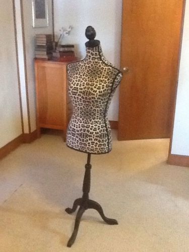Animal Print Female Mannequin Torso Dress Form Display W/ Black Tripod Stand