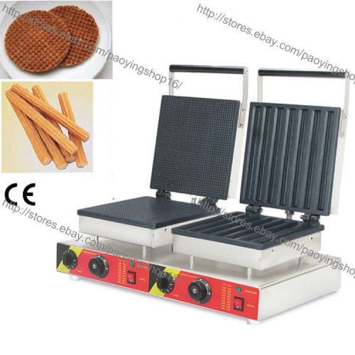 Commercial Nonstick Electric Dutch Syrup Waffle Machine Iron Churros Baker Maker