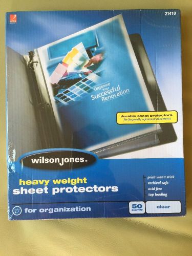 Wilson Jones Heavy Weight Sheet Protectors NIB 50 Clear Top Loading