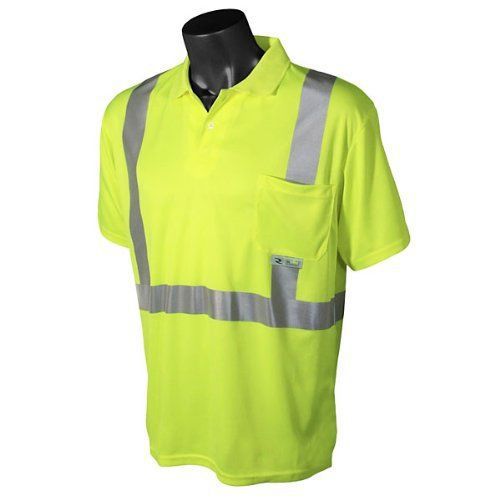 Radians st12-2pgs-xl short sleeve polo t shirt high viz green xl pocket class 2 for sale