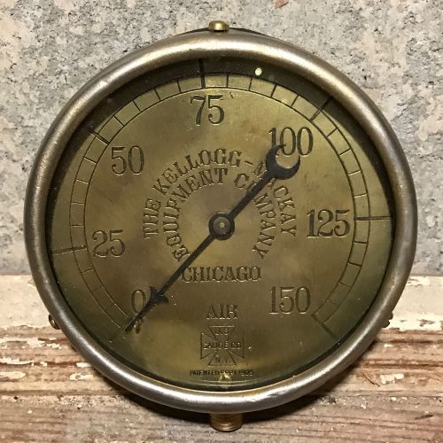1906 large 5&#034; vintage brass us gauge pressure gauge, steampunk, antique, steam for sale