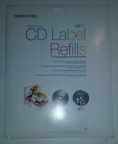 50 New Memorex CD DVD White Matte Paper Inkjet Laser Labels