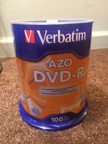 Verbatim DVD-R 4.7GB 16x 120m AZO Branded Disc 100 Pack Spindle 95102 *SEALED*