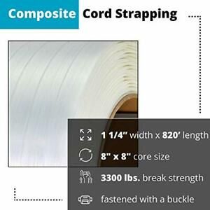 IDL Packaging 1 1/4” x 820’ Composite Cord Strapping Roll of 8” x 8” Core Siz...