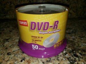Staples DVD R 50 Disc Spindle 4.7 gb 16x compatible 120 Minutes Sealed