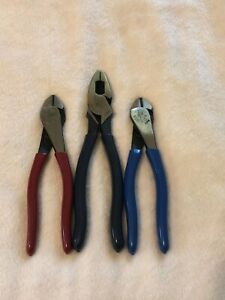 Klein Tool Lot of 3, 2 Side Cutters, 1 Lineman&#039;s Pliers NEW