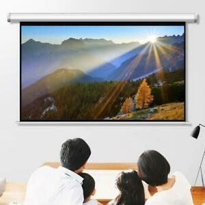 84&#034; HD Projector Screen 16:9 Projection Home Conference Classroom Pull Down