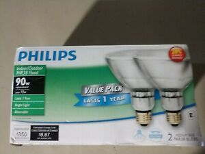 Philips 90-Watt PAR38 Halogen Indoor/Outdoor Flood Light Bulb (2-Pack)