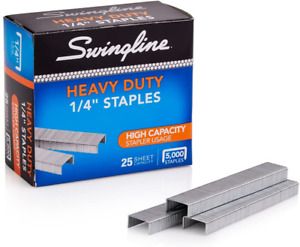 Swingline Staples, Heavy Duty, 1/4&#034; Length, 25 Sheet 5000/Box, Silver