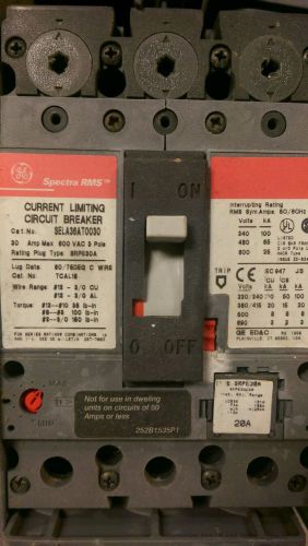 GE General Electric SELA36AT0030 Circuit Breaker 30 Amp 600 V With 20 Plug