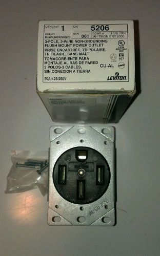 New leviton 5206 3-pole 3-wire non-grounding flush mount power outlet black free for sale