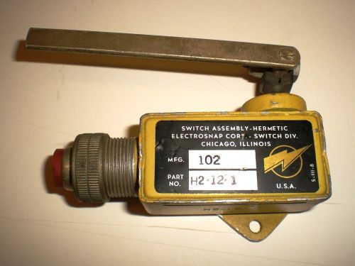 Switch Assembly-Hermetic, &#034;Electro-Snap Switch, Mfg Co&#034;, 4&#034; Lever, Made in USA