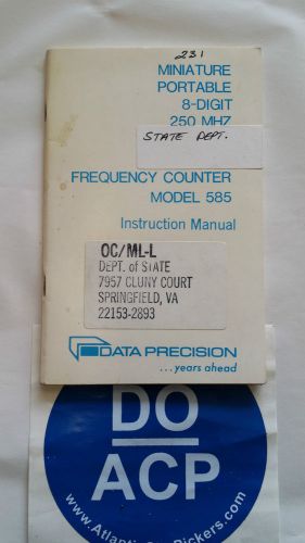 DATA PRECISION MODEL 585 FREQUENCY COUNTER INSTRUCTION MANUAL R3-S24