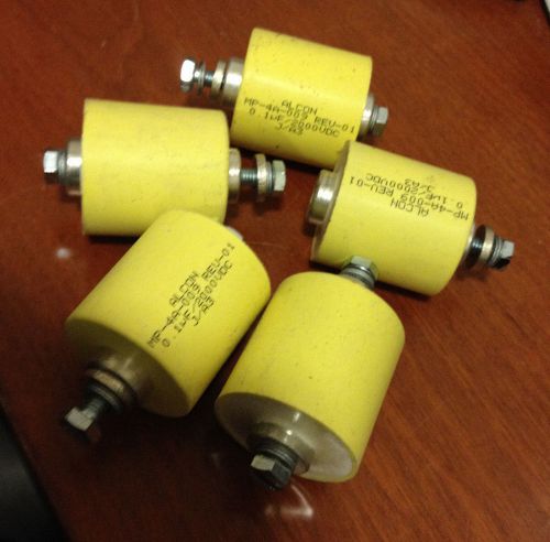 Lot of 5 alcorn mp-4a-009 rev 01, 0.1µf, 2000vdc, j/a3 capacitors, used for sale