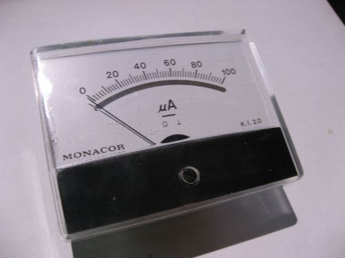 Panel Meter 0-100 DC uA 3-1/4 x 2-1/2 inch Monacor - USED