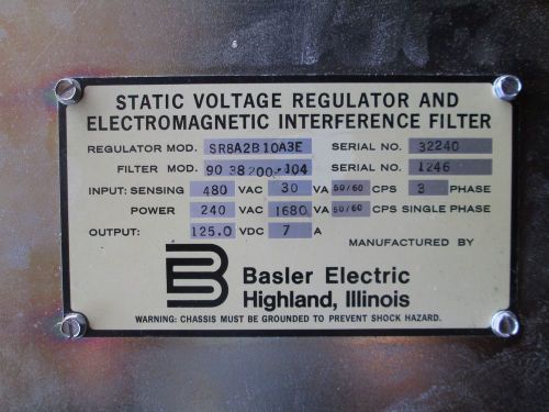 SR8A2B10A3E Basler Voltage Regulator , good used condition