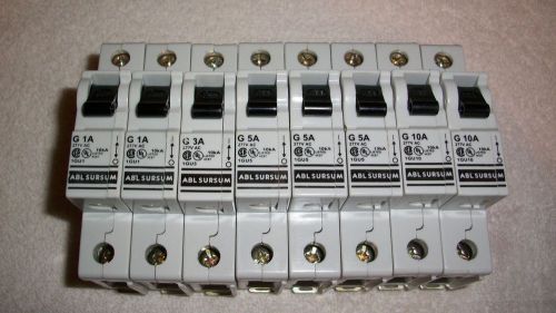 Altech 1GU Series Din Rail Circuit Breakers Lot of (8) Used.