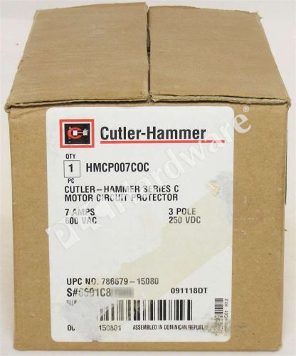 New Cutler Hammer HMCP007C0C Motor Circuit Protector 7A 600V AC /250V DC 3 Pole