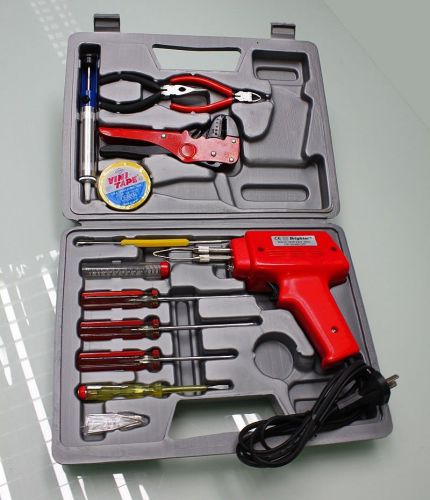 100w soldering gun kit w/ solder screwdriver cutter professional tool kit 15pcs for sale