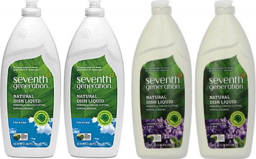 Mixed Lot of Four (4) Seventh Generation Natural Dish Liquid Soap 25 Oz (739mL)