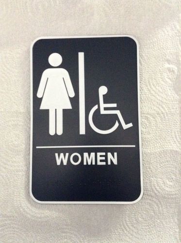 Restroom Sigh women Handicap Access 6&#034; x 9&#034; ADA Braille (self Stick)