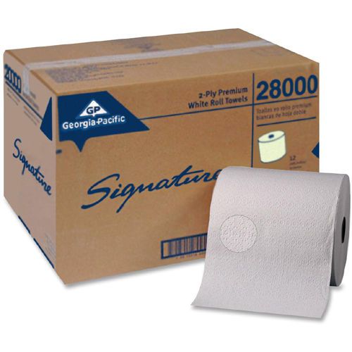 Carton of 12 georgia-pacific roll towel - 2 ply- 7.87&#034; x 350 ft - white for sale