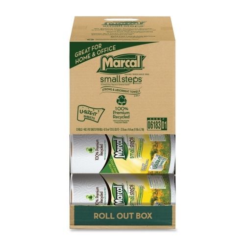 Marcal U-size-It Paper Towel - 2 Ply - 140 Sheets/Roll - 12 / Carton - White