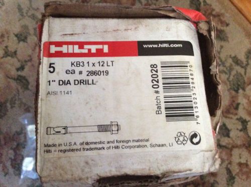 Hilti kb3 expansion anchor - c.s. - 1&#034; x 12 &#034; - 286019- box of 5 for sale