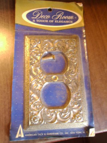 Filigree Cast Metal 1 Duplex Outlet Wall Plate, Antique Brass Deco Room 65DAB