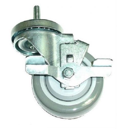 Swivel stem caster with 3&#034; gray wheel &amp;  3/8&#034; -coarse tall threaded stem &amp; brake for sale