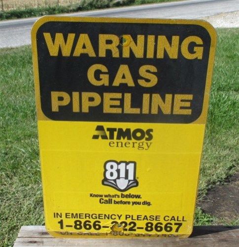 18x12 Warning Gas Pipeline Vintage Atmos Energy Safety Sign Mancave Garage Art g