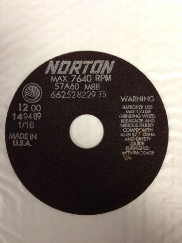 Norton 66252822975  6&#034;x1/16&#034;x1-1/4  57a60-m8b non reinforced cutoff wheel new for sale