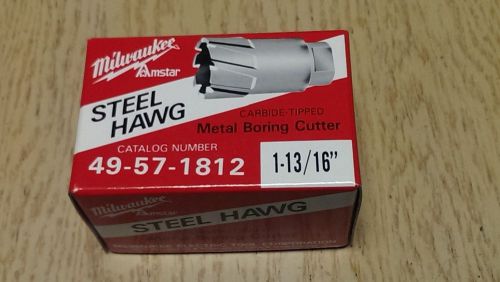 Milwaukee steel hawg 1-13/16&#034; 49-57-1812 2&#034; depth threaded shank annular cutter for sale