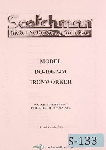 Scotchman Model DO-100 24M, Ironworker, Owner Manual Year (2003)