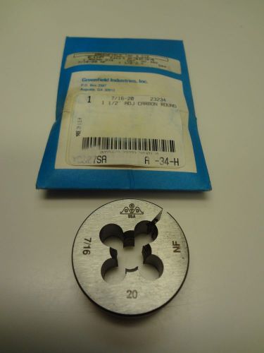 7/16-20 X 1-1/2&#034; OD ROUND ADJUSTABLE DIE-NEW Made in USA (Greenfield Ind.)