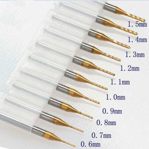 10pcs/set 0.6-1.5mm tin coating pcb cutters engraving cnc router bits for sale