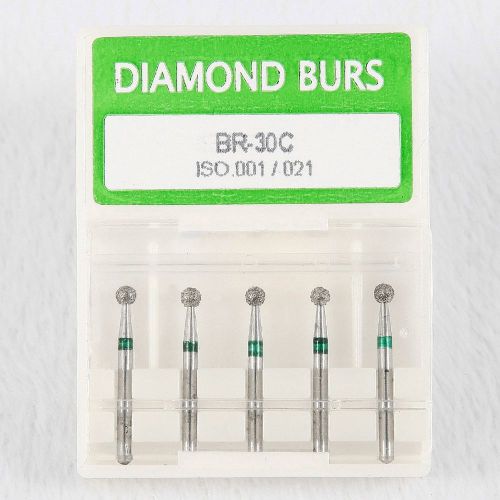 1 Box/5pcs Dental Diamond Burs 1.6mm Ball Round BR-30C for High Speed Handpiece