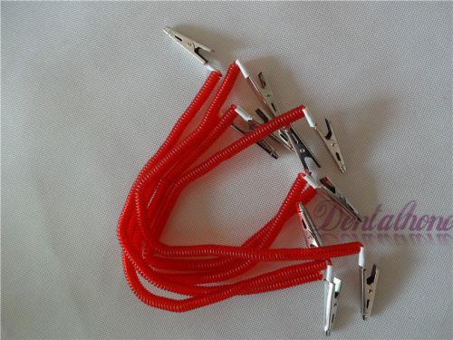 10pcs red coil plastic dental patient bib clips chains napkin holder for sale