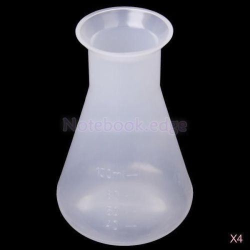 4x Laboratory Chemical Conical Flask Container Bottle 100ml Lab Test Measure