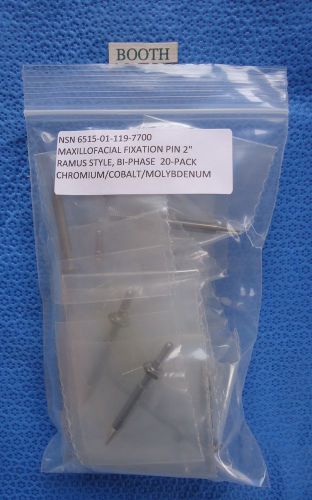 Maxillofacial bone screw, bi-phase/ ramus style 2&#034; 20-pack individually-sealed! for sale