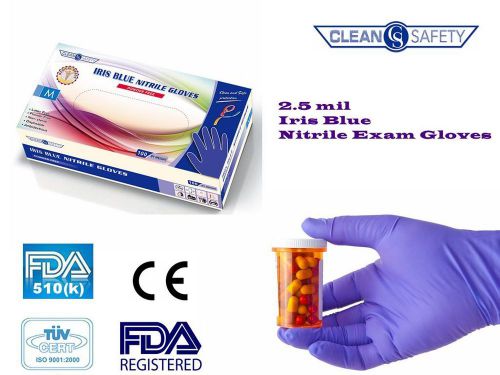2.5 mil IRIS BLUE Nitrile Powder Free Exam Gloves
